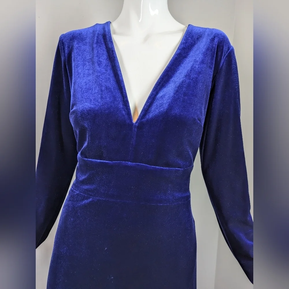 Marciano Blue Velvet Mini Dress Long Sleeve Holiday Christmas Small - Picture 9 of 11
